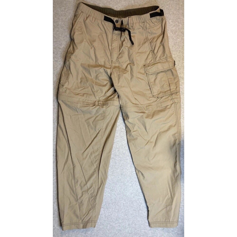 REI Mens Sz L Cargo New Zip Off Pants Shorts Khaki Nylon UPF Hiking Gorpcore Y2k